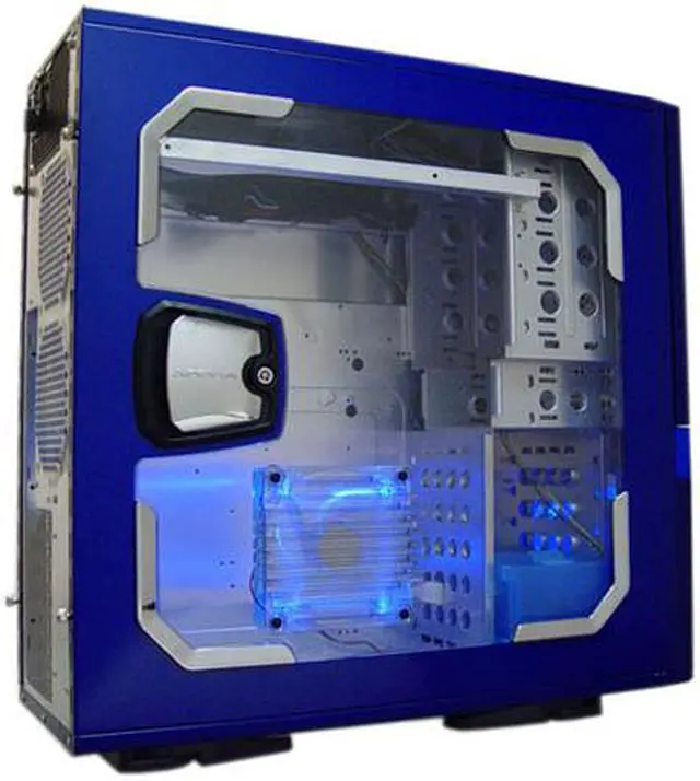 Alt view image 7 of 15 - APEVIA X-JUPITER G-Type X-JUPITERG-BL Blue Aluminum ATX Full Tower Computer Case