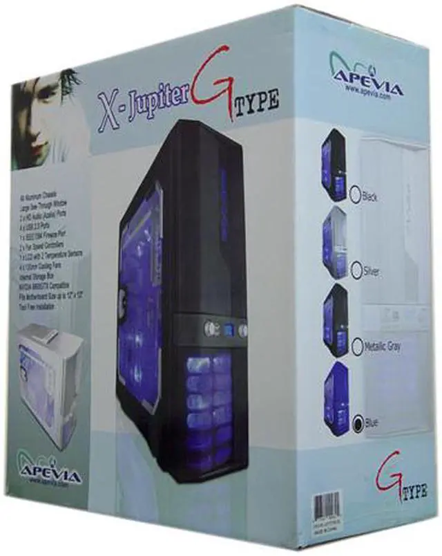 Alt view image 15 of 15 - APEVIA X-JUPITER G-Type X-JUPITERG-BL Blue Aluminum ATX Full Tower Computer Case