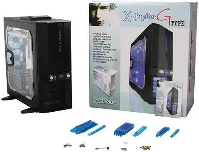 Alt view image 13 of 13 - APEVIA X-JUPITER G-Type X-JUPITERG-BK Black Aluminum ATX Full Tower Computer Case