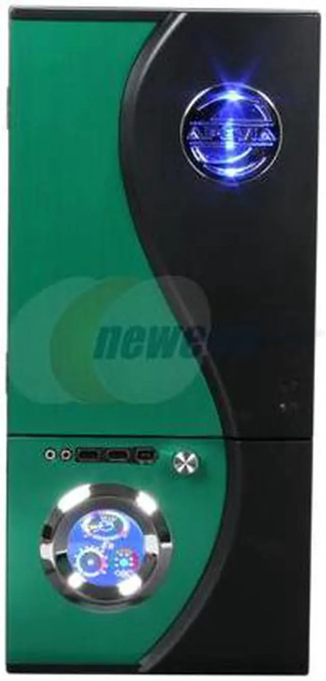 Alt view image 3 of 13 - APEVIA X-TELSTAR-JR S-Type X-TSJST-GN Green / Black Steel ATX Mid Tower Computer Case