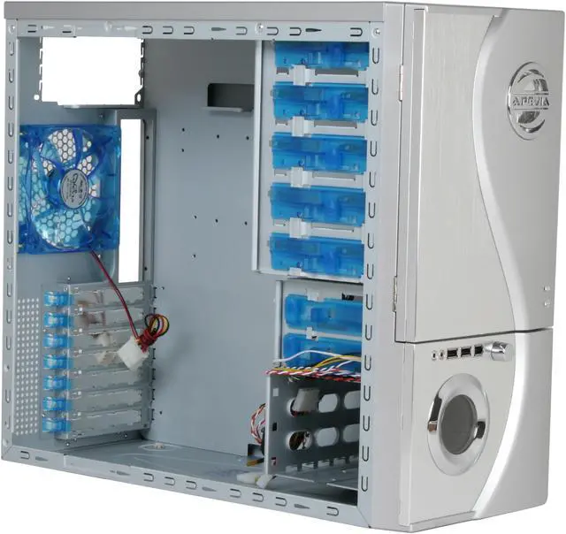 Alt view image 10 of 13 - APEVIA X-TELSTAR-JR S-Type X-TSJST-AL Silver / Black Steel ATX Mid Tower Computer Case