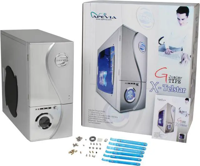 Alt view image 13 of 13 - APEVIA X-TELSTAR-JR S-Type X-TSJST-AL Silver / Black Steel ATX Mid Tower Computer Case