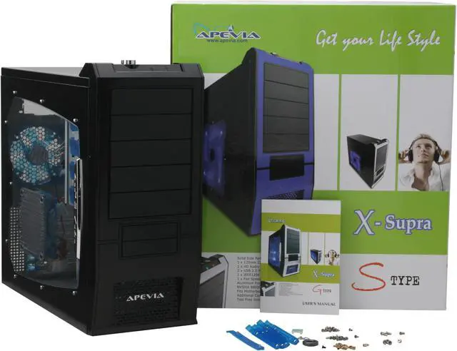 Alt view image 13 of 13 - APEVIA X-SUPRA G-Type X-SUPRAG-BK Black SECC Steel ATX Mid Tower Computer Case
