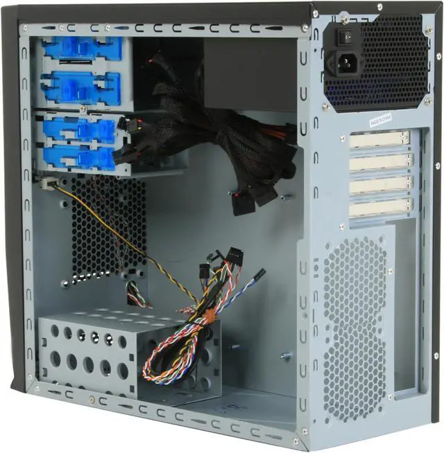 Alt view image 9 of 12 - APEVIA X-QBOII X-QBOII-NW-BK/500 Black SECC Steel Micro ATX Mini Tower Computer Case 500W Power Supply