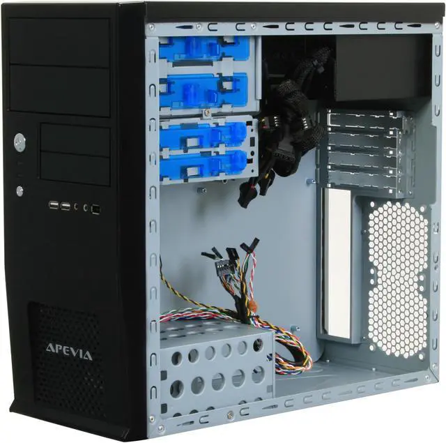 Alt view image 11 of 12 - APEVIA X-QBOII X-QBOII-NW-BK/500 Black SECC Steel Micro ATX Mini Tower Computer Case 500W Power Supply