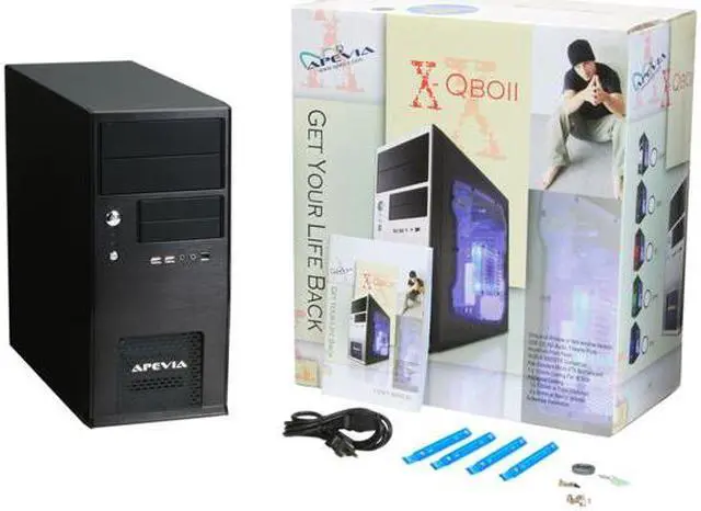 Alt view image 12 of 12 - APEVIA X-QBOII X-QBOII-NW-BK/500 Black SECC Steel Micro ATX Mini Tower Computer Case 500W Power Supply