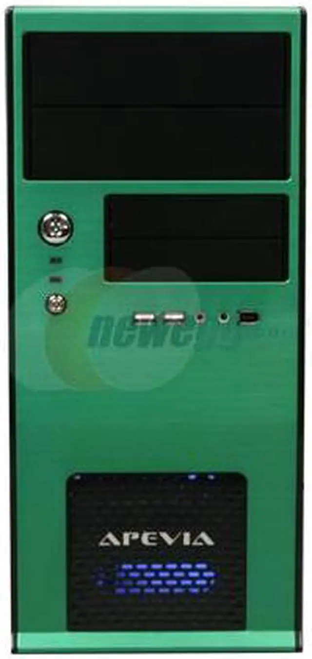 Alt view image 2 of 9 - APEVIA X-QBOII X-QBOII-GN/500 Black / Green SECC / Aluminum / ABS Micro ATX Mini Tower Computer Case 500W Power Supply