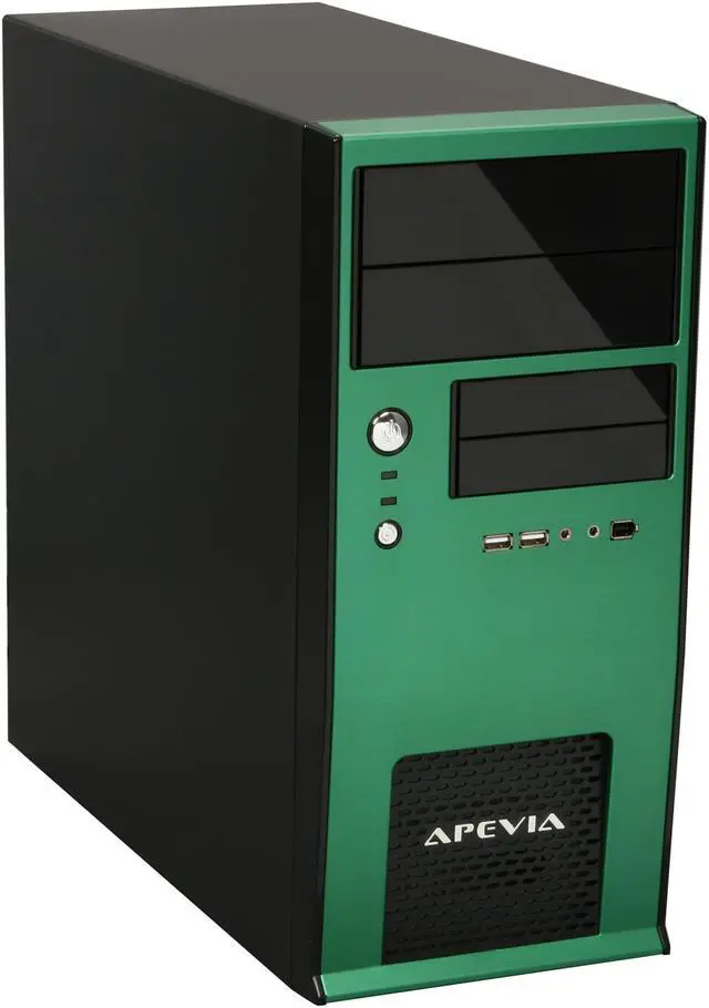 Alt view image 3 of 9 - APEVIA X-QBOII X-QBOII-GN/500 Black / Green SECC / Aluminum / ABS Micro ATX Mini Tower Computer Case 500W Power Supply