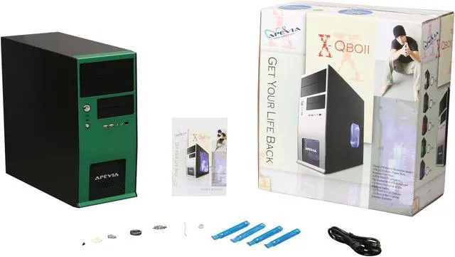 Alt view image 9 of 9 - APEVIA X-QBOII X-QBOII-GN/500 Black / Green SECC / Aluminum / ABS Micro ATX Mini Tower Computer Case 500W Power Supply