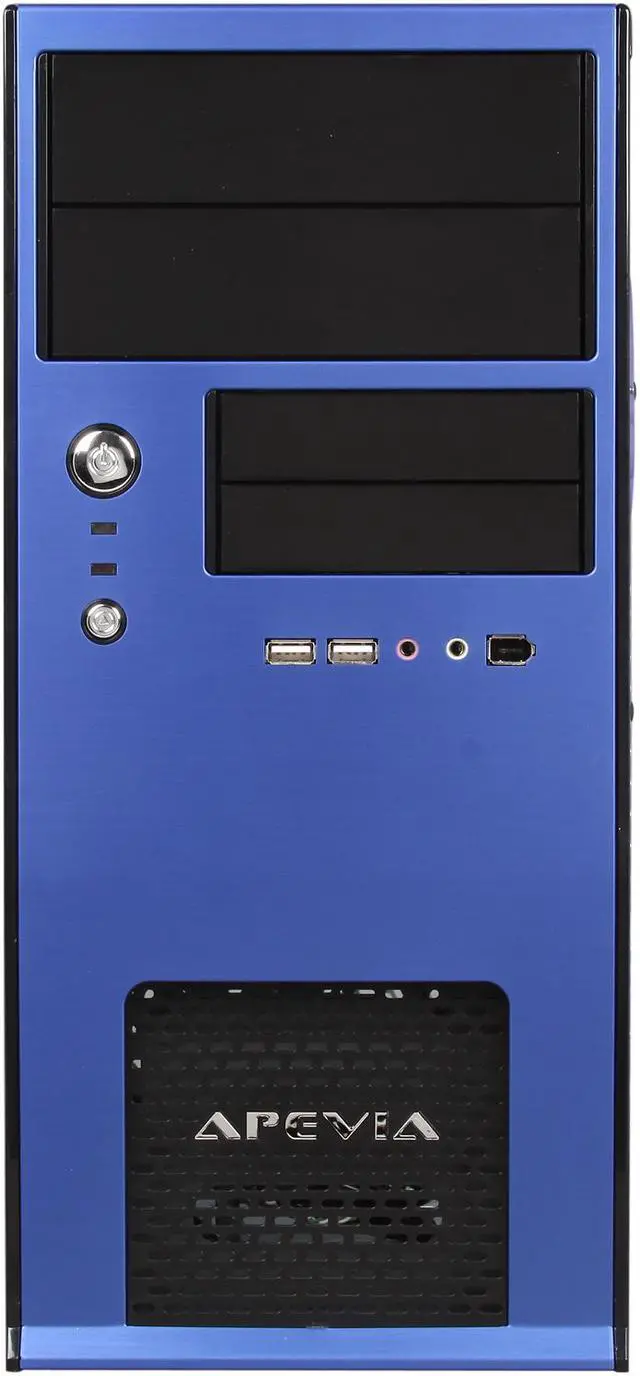 Alt view image 2 of 9 - APEVIA X-QBOII X-QBOII-BL/500 Black / Blue SECC Steel Micro ATX Mini Tower Computer Case 500W Power Supply