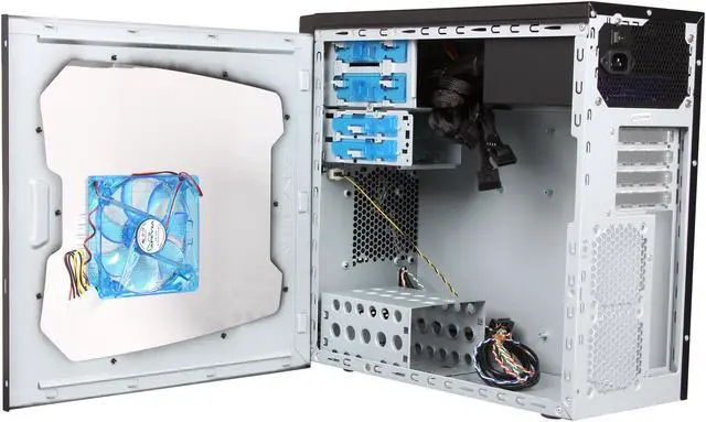 Alt view image 5 of 9 - APEVIA X-QBOII X-QBOII-BL/500 Black / Blue SECC Steel Micro ATX Mini Tower Computer Case 500W Power Supply