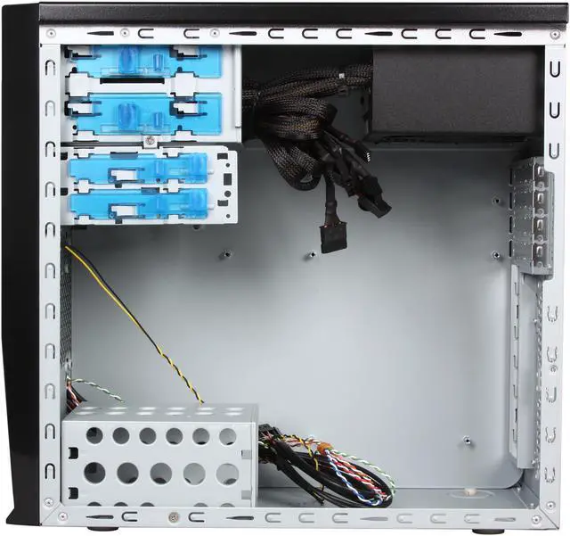 Alt view image 6 of 9 - APEVIA X-QBOII X-QBOII-BL/500 Black / Blue SECC Steel Micro ATX Mini Tower Computer Case 500W Power Supply