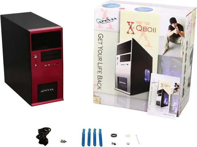 Alt view image 9 of 9 - APEVIA X-QBOII X-QBOII-RD/500 Black / Red SECC / Aluminum / ABS Micro ATX Mini Tower Computer Case 500W Power Supply