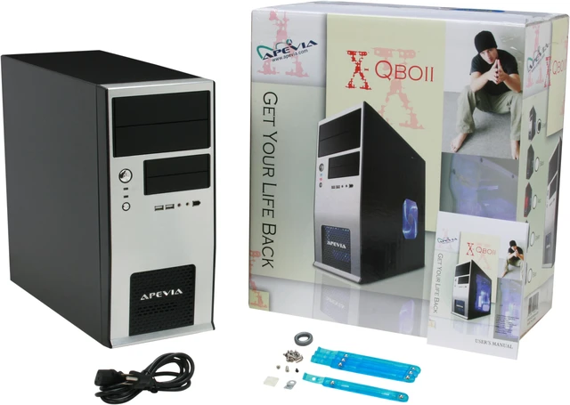 Alt view image 12 of 12 - APEVIA X-QBOII X-QBOII-NW-AL/500 Black / Silver SECC Steel Micro ATX Mini Tower Computer Case 500W Power Supply