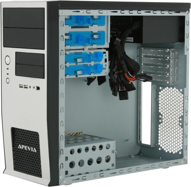 Alt view image 7 of 12 - APEVIA X-QBOII X-QBOII-NW-AL/500 Black / Silver SECC Steel Micro ATX Mini Tower Computer Case 500W Power Supply