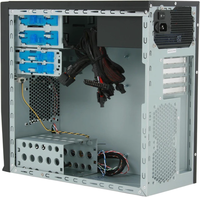 Alt view image 9 of 12 - APEVIA X-QBOII X-QBOII-NW-AL/500 Black / Silver SECC Steel Micro ATX Mini Tower Computer Case 500W Power Supply