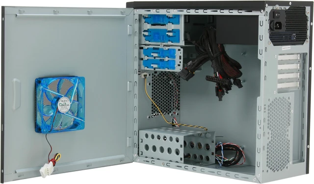 Alt view image 6 of 12 - APEVIA X-QBOII X-QBOII-NW-AL/500 Black / Silver SECC Steel Micro ATX Mini Tower Computer Case 500W Power Supply
