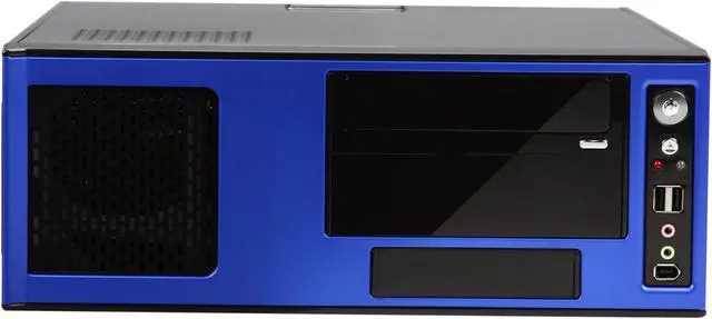 Alt view image 2 of 8 - APEVIA Black / Blue SECC Steel / Aluminum X-MASTER-BL/500 ATX Media Center / HTPC Case