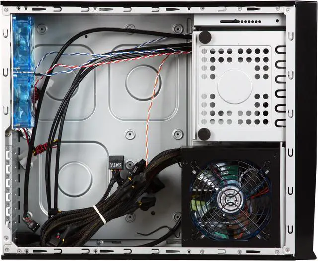 Alt view image 6 of 8 - APEVIA Black / Blue SECC Steel / Aluminum X-MASTER-BL/500 ATX Media Center / HTPC Case