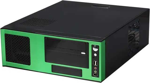 Main image of APEVIA Black / Green SECC Steel / Aluminum X-MASTER-GN/500 ATX Media Center / HTPC Case