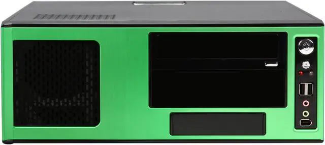 Alt view image 2 of 8 - APEVIA Black / Green SECC Steel / Aluminum X-MASTER-GN/500 ATX Media Center / HTPC Case