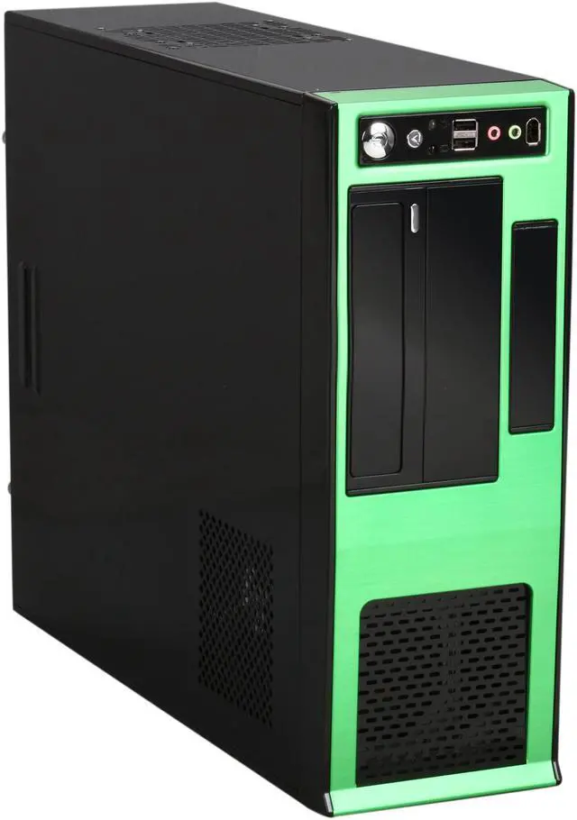 Alt view image 7 of 8 - APEVIA Black / Green SECC Steel / Aluminum X-MASTER-GN/500 ATX Media Center / HTPC Case