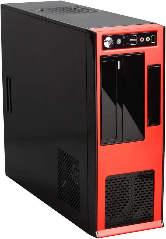 Alt view image 7 of 10 - APEVIA Black / Red SECC Steel / Aluminum X-MASTER-RD/500 ATX Media Center / HTPC Case
