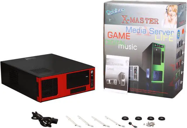 Alt view image 10 of 10 - APEVIA Black / Red SECC Steel / Aluminum X-MASTER-RD/500 ATX Media Center / HTPC Case