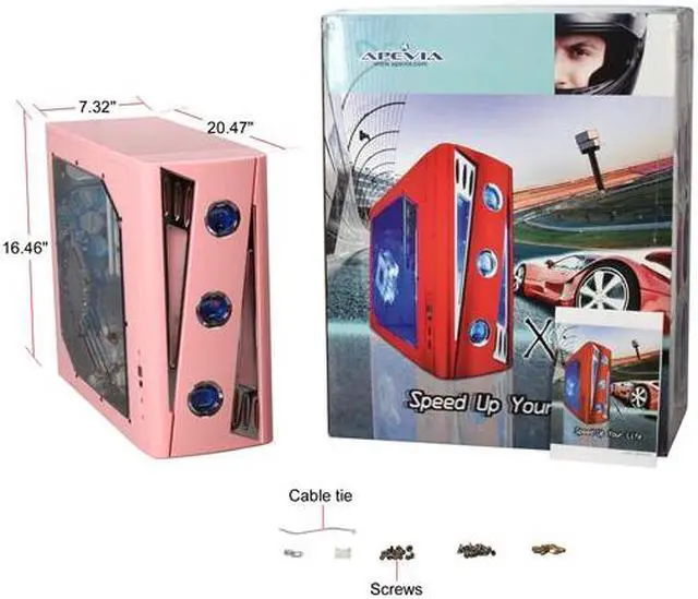 Alt view image 11 of 11 - APEVIA X-CRUISER2-PK Pink SECC Steel ATX Mid Tower Computer Case