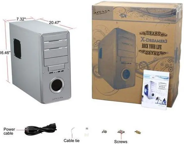 Alt view image 9 of 9 - APEVIA X-DREAMER3 X-DMR3-NW-AL/450 Silver Metal ATX Mid Tower Computer Case 450W Power Supply