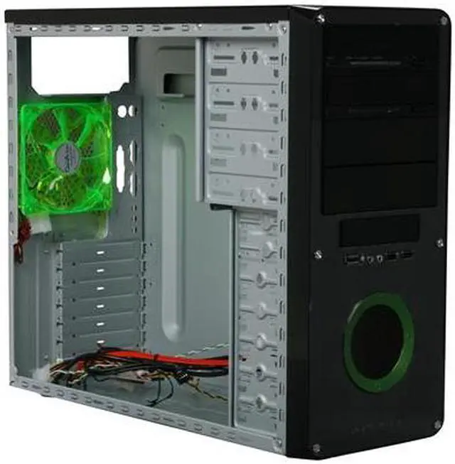 Alt view image 7 of 9 - APEVIA X-DREAMER3-GN Black / Green metal ATX Mid Tower Computer Case