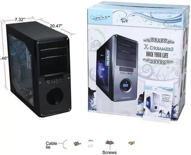 Alt view image 9 of 9 - APEVIA X-DREAMER3-BK Black Metal ATX Mid Tower Computer Case