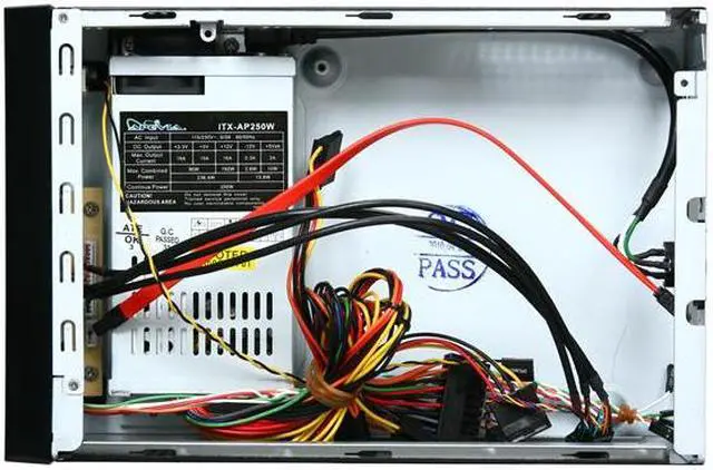 Alt view image 7 of 8 - APEVIA X-FIT-100 Black Steel Mini-ITX Tower Computer Case 250W Power Supply