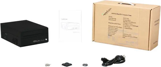 Alt view image 8 of 8 - APEVIA X-FIT-200 Black Steel Mini-ITX Tower Computer Case 250W Power Supply