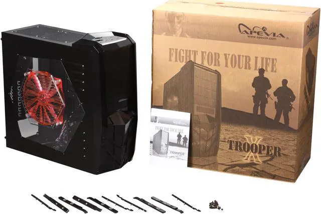 Alt view image 10 of 10 - APEVIA X-TROOPER Series X-TRP-RD Black / Red Steel ATX Mid Tower Computer Case