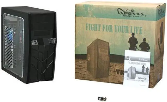 Alt view image 8 of 8 - APEVIA X-TROOPER Junior Series X-TRPJR-BK Black  Steel Micro ATX Mid Tower Computer Case  w/ Side Window