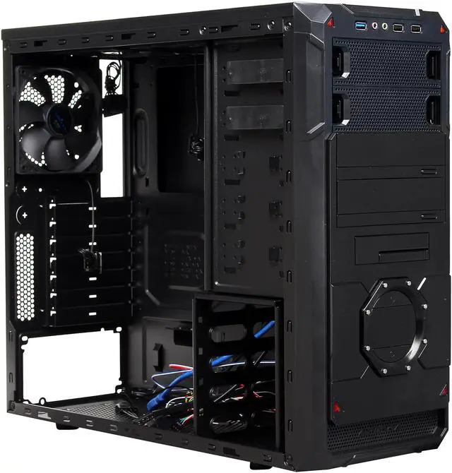 Alt view image 8 of 10 - APEVIA X-DREAMER4 Series X-DREAMER4-RD Black / Red Steel ATX Mid Tower Computer Case