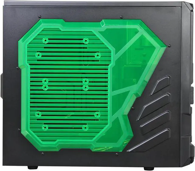 Alt view image 5 of 10 - APEVIA X-Sniper X-SNIPER2-GN Black Steel ATX Mid Tower Computer Case w/ Side Window-Green