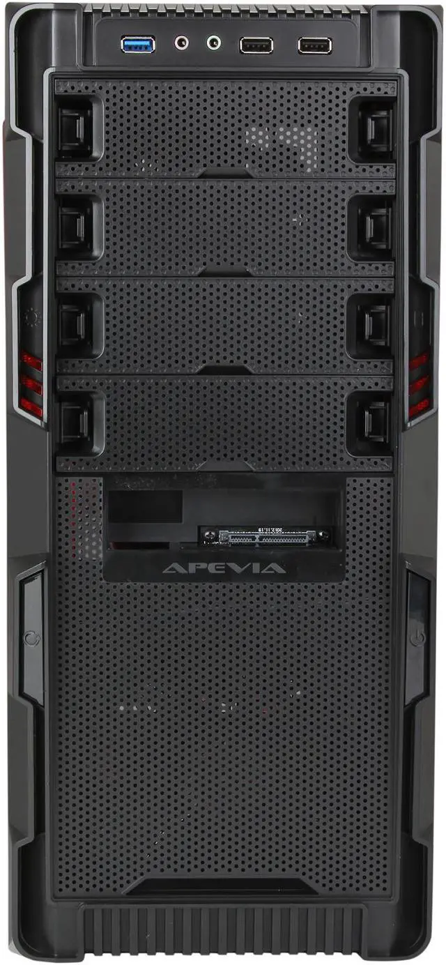 Alt view image 3 of 10 - APEVIA X-Hermes X-HERMES-RD Black / Red Steel ATX Mid Tower Computer Case w/ Side Window-Red