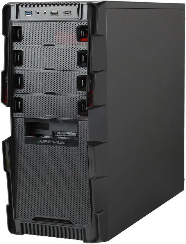 Alt view image 4 of 10 - APEVIA X-Hermes X-HERMES-RD Black / Red Steel ATX Mid Tower Computer Case w/ Side Window-Red