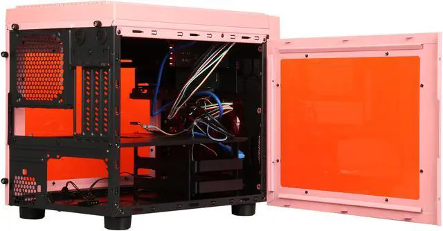 Alt view image 5 of 8 - APEVIA X-QPACK3-PK Pink SECC Micro ATX Cube Case Computer Case