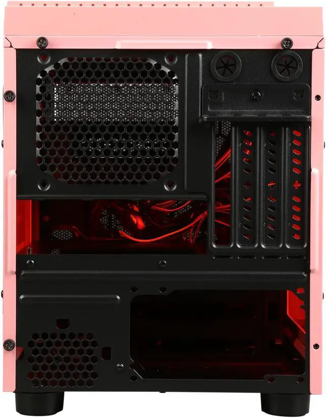 Alt view image 7 of 8 - APEVIA X-QPACK3-PK Pink SECC Micro ATX Cube Case Computer Case