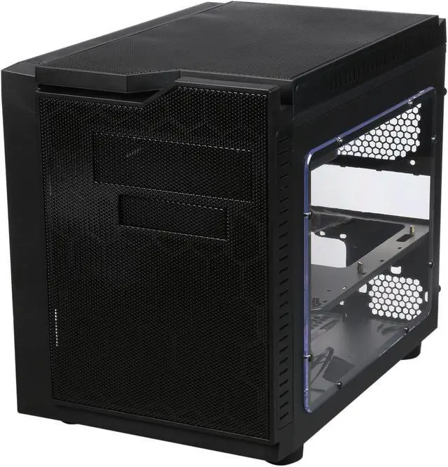 Alt view image 4 of 10 - APEVIA X-QPACK3-CL Black Case w/ White LED Fan SECC Black Metal Micro ATX Cube Case Computer Case