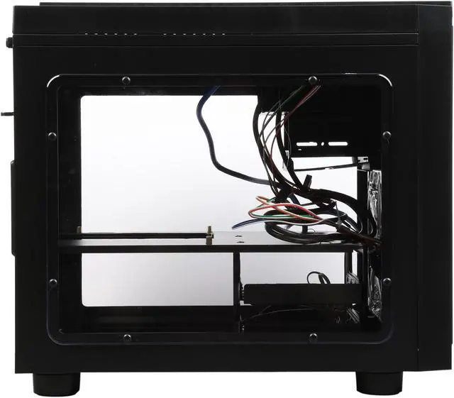 Alt view image 5 of 10 - APEVIA X-QPACK3-CL Black Case w/ White LED Fan SECC Black Metal Micro ATX Cube Case Computer Case