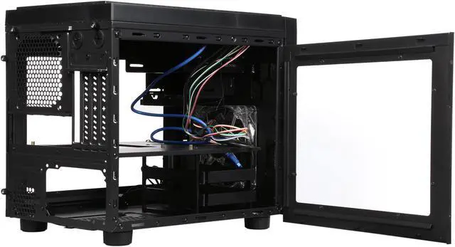Alt view image 6 of 10 - APEVIA X-QPACK3-CL Black Case w/ White LED Fan SECC Black Metal Micro ATX Cube Case Computer Case