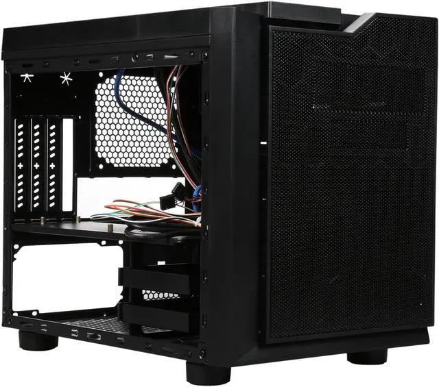 Alt view image 8 of 10 - APEVIA X-QPACK3-CL Black Case w/ White LED Fan SECC Black Metal Micro ATX Cube Case Computer Case