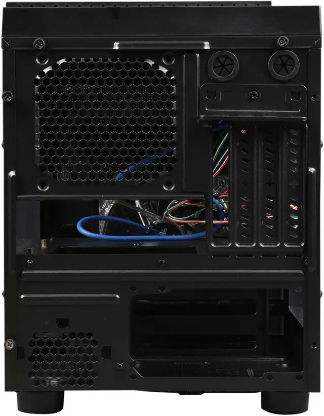 Alt view image 10 of 10 - APEVIA X-QPACK3-CL Black Case w/ White LED Fan SECC Black Metal Micro ATX Cube Case Computer Case