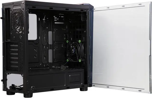 Alt view image 5 of 8 - APEVIA X-MIRAGE X-MIRAGE-GN Black / Green SECC Black Metal Chassis, ABS Plastic Front Panel ATX Mid Tower Computer Case