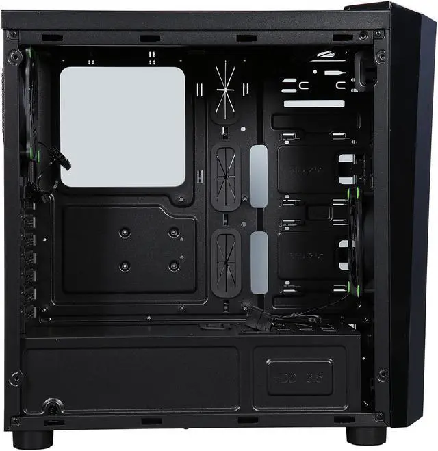 Alt view image 6 of 8 - APEVIA X-MIRAGE X-MIRAGE-GN Black / Green SECC Black Metal Chassis, ABS Plastic Front Panel ATX Mid Tower Computer Case