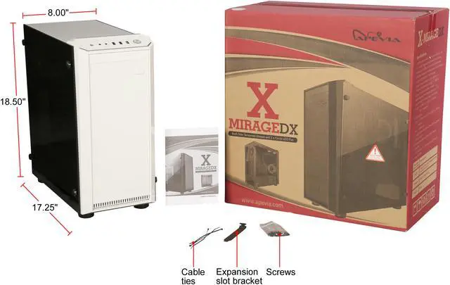 Alt view image 9 of 9 - APEVIA X-MirageDx-WH White Metal ATX Mid Tower Mid Tower Case w/ 2 x Side Tempered Glass Windows, USB3.0 / USB2.0 / Audio Ports